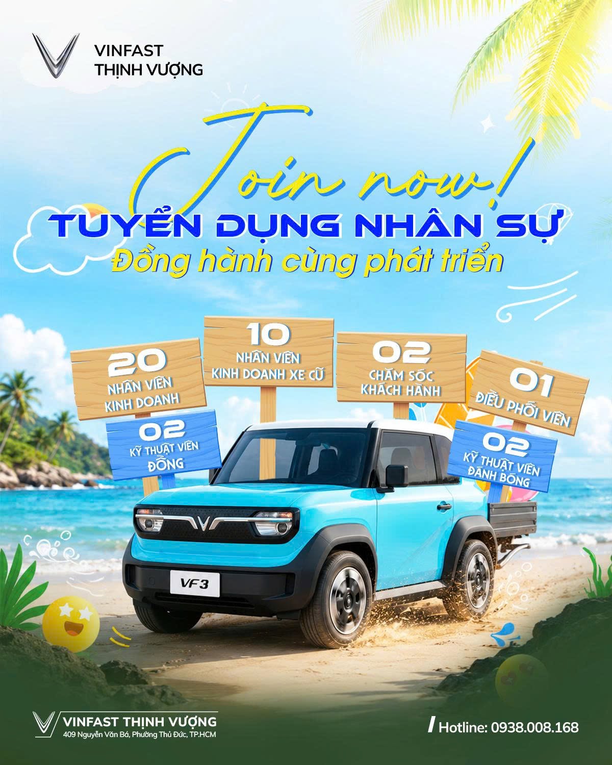 VINFAST THỊNH VƯỢNG - TUYỂN DỤNG NHÂN SỰ MÙA HÈ NÀY